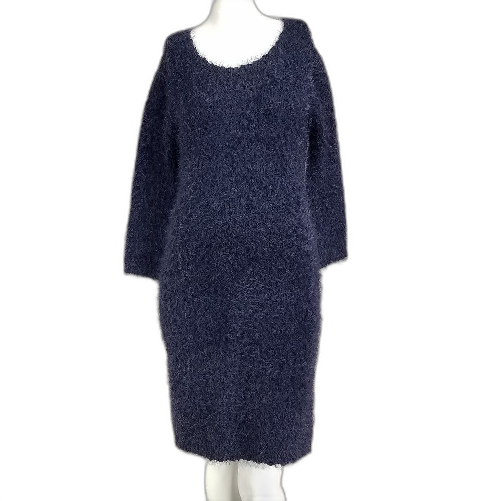 Jack BB Dakota Sweater Dress Fuzzy Eyelash Knit Teddy Purple Blue S Soft Winter
